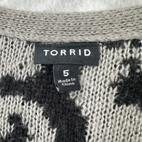 Torrid Plus 5X Cardigan Sweater Grey Leopard Longline‎ Knit Open Front Animal - Picture 7 of 11